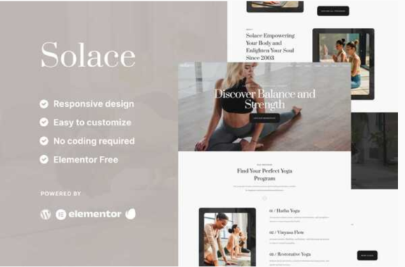 Solace - Yoga Teacher & Studio Elementor Template Kit