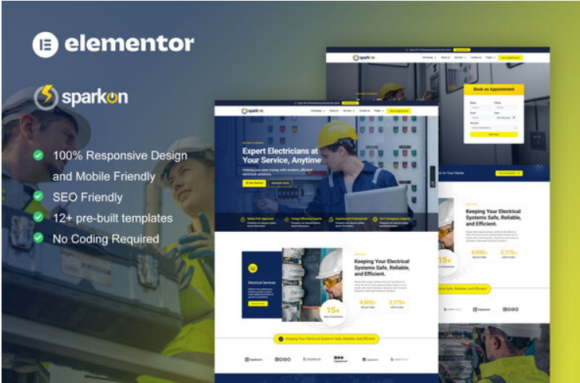 Sparkon - Electrical Installation & Maintenance Service Elementor Pro Template Kit
