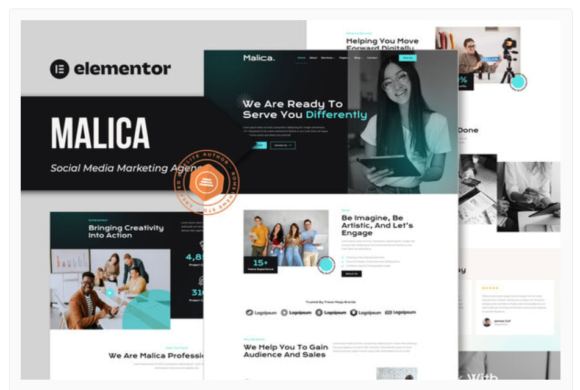 Malica - Social Media Marketing Agency Elementor Template Kit