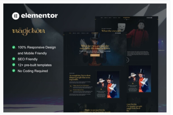 Magickom - Magician Elementor Template Kit