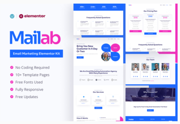 Mailab - Email Marketing Elementor Pro Template Kit