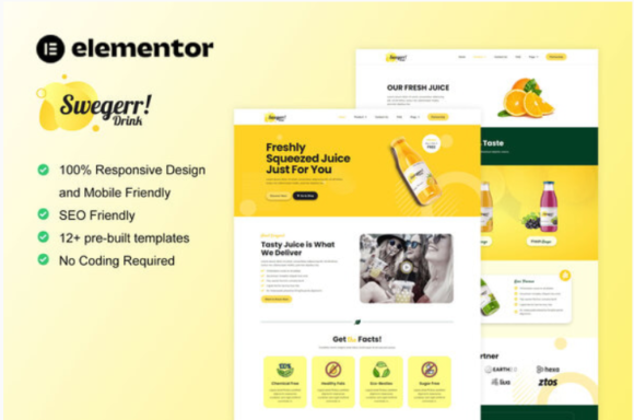 Swegerr - Juice & Fresh Drink Elementor Pro Template Kit