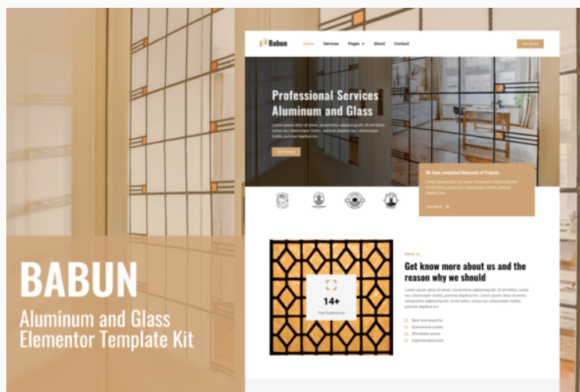 Babun - Aluminum and Glass Installation and Repair Services Elementor Template Kit