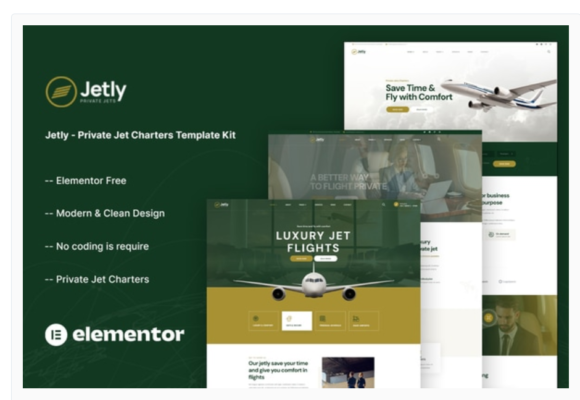 Jetly - Private Jet Charters Elementor Template Kit