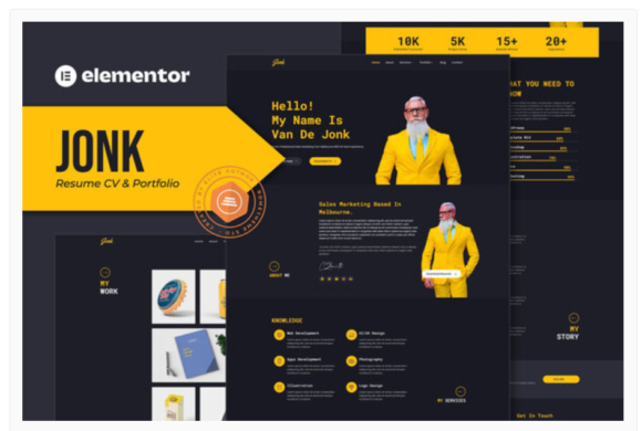 Jonk - Resume CV & Portfolio Elementor Template Kit