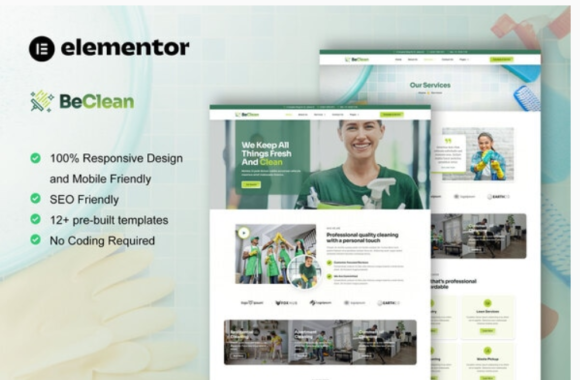 BeClean - Cleaning Service Company Elementor Pro Template Kit