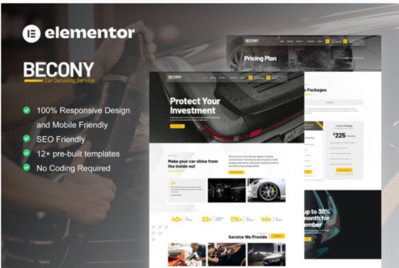 Becony - Car Detailing Services & Car Repair Elementor Template Kit