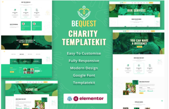 BEQUEST - Nonprofit Charity & Donation Elementor Template Kit