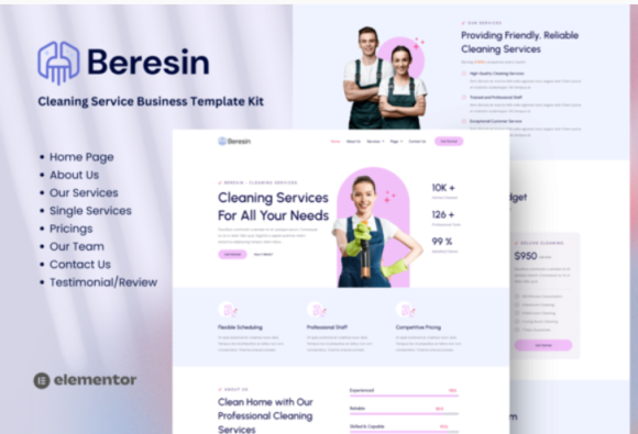 Beresin - Modern Cleaning Service Business Elementor Kit