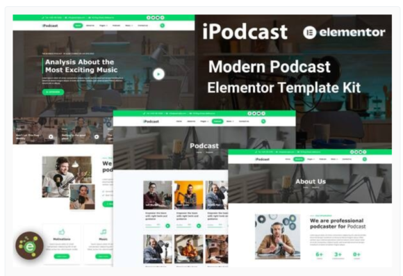 iPodcast - Modern Podcast Elementor Template Kit
