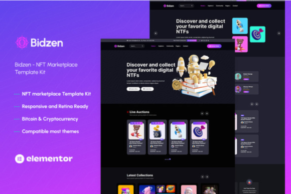 Bidzen – NFT Sales Elementor Template Kit