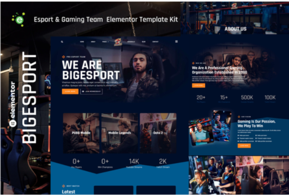Bigesport - Esport & Gaming Team Elementor Template Kit