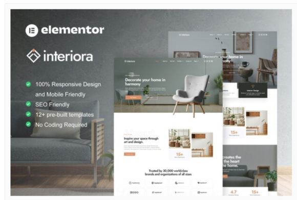 Interiora - Architecture & Interior Design Service Elementor Pro Template Kit