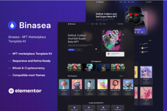 Binasea - NFT Marketplace Elementor Template Kit