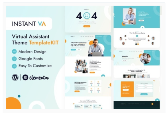 Instant VA - Virtual Assistant Elementor Template Kit