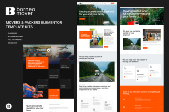 Borneo - Movers & Packers Elementor Pro Template Kit