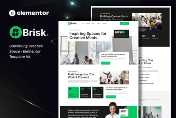 Brisk - Coworking Creative Space Elementor Template Kit