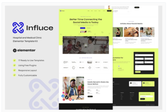 Influce - Marketing Agency & Influencer Elementor Template Kit