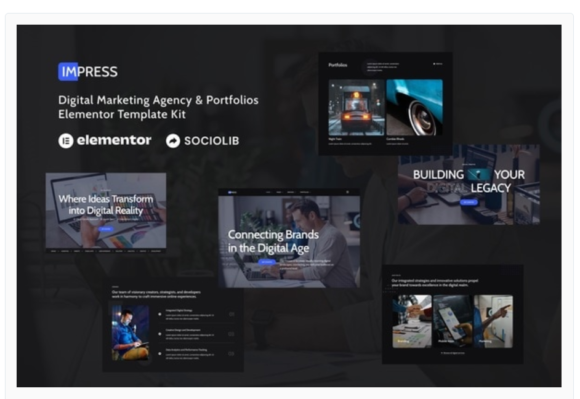 Impress - Digital Marketing Agency & Portfolios Elementor Template Kit