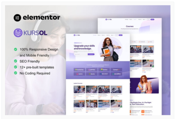 Kursol - Online Course & Education Elementor Pro Template Kit