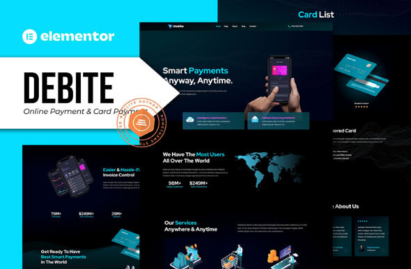 Debite - Card Payment & Online Payment Elementor Template Kit