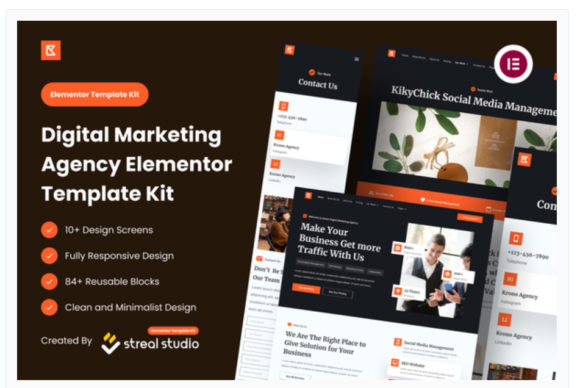 Krono - Marketing Agency Elementor Template Kit
