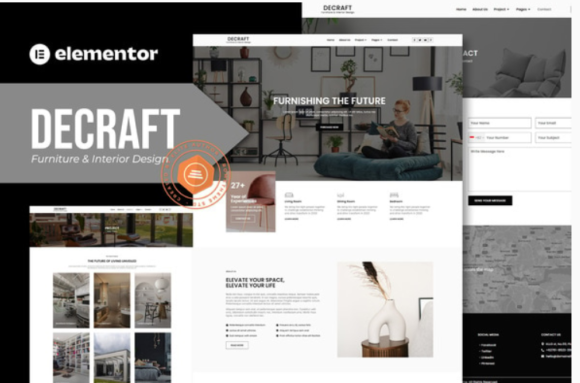 Decraft - Furniture & Interior Design Elementor Template Kit