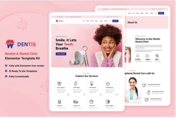 Dentis – Dentist & Dental Clinic Elementor Template Kit