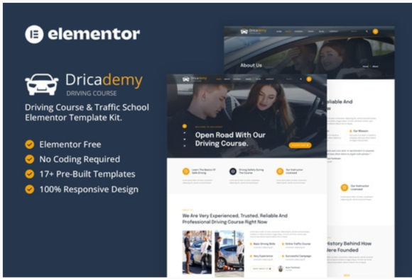 Dricademy - Driving Course & Traffic School Elementor Template Kit