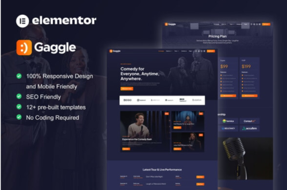 Gaggle - Comedian & Entertainment Show Elementor Pro Template Kit