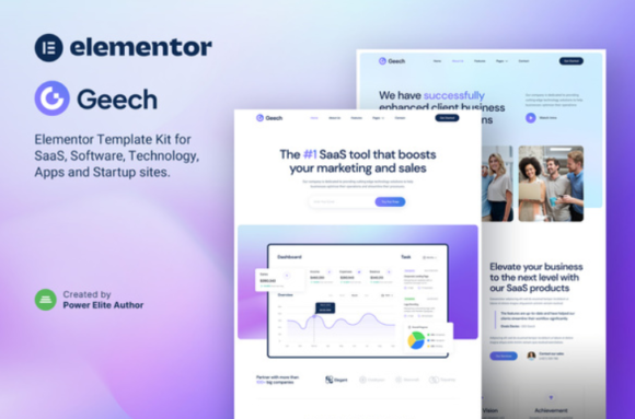 Geech - SaaS & Tech Startup Company Elementor Template Kit