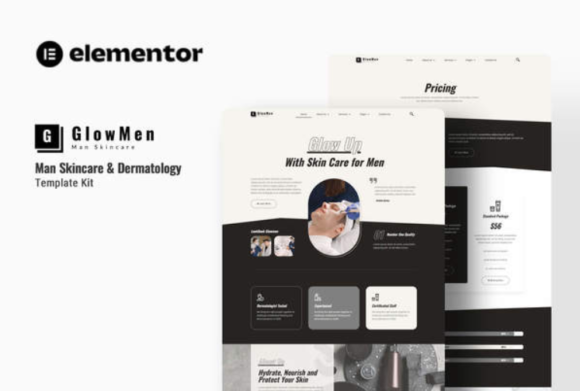 Glowmen - Men Skincare & Dermatology Elementor Template Kit