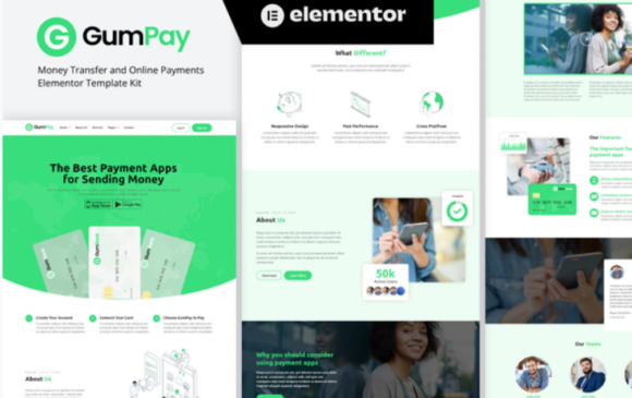 GumPay - Money Transfer & Online Payments Elementor Template Kit
