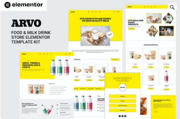 Arvo – Food & Milk Drink Store Elementor Template Kit