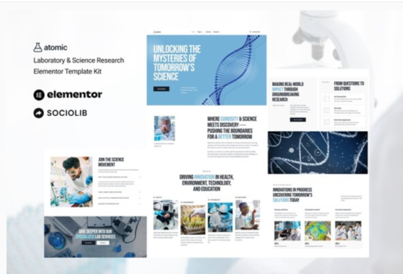 Atomic - Laboratory & Science Research Elementor Template Kit