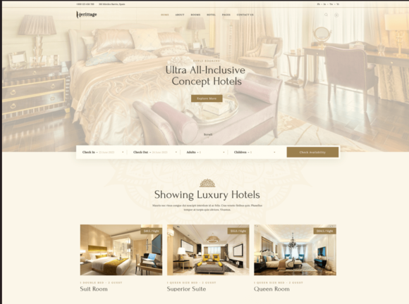 Heritage - Hotel Booking WordPress Theme
