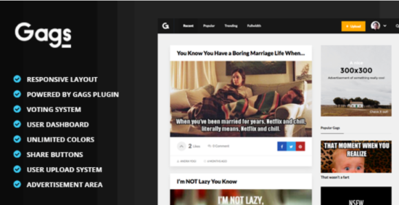 Gags - Image, Meme & Video Sharing WordPress Theme