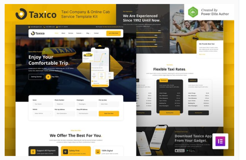 Taxico – Taxi Company & Online Cab Service Elementor Template Kit