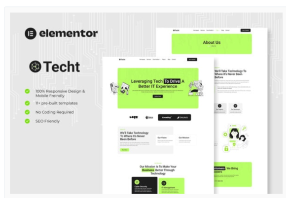 Techt - IT Solutions & Services Company Elementor Template Kit