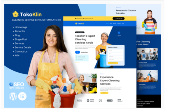 Tokoklin - Cleaning Service Business Elementor Template Kit