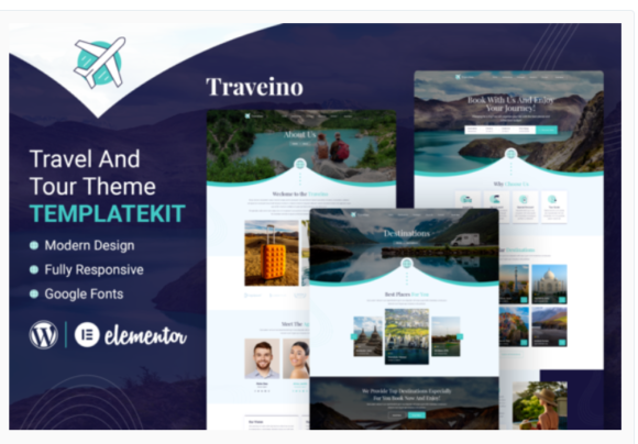 Traveino - Travel Agency Elementor Template Kit