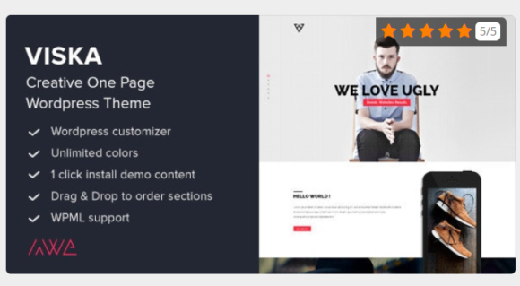 Viska – Creative One Page WordPress Theme