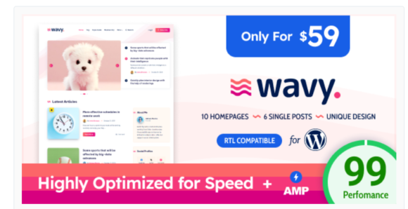 Wavy - Modern & Lightweight Blog for WordPress