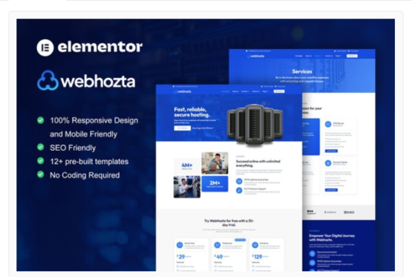 WebHozta - Hosting Service Elementor Template Kit