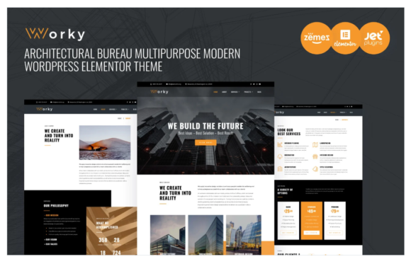 Worky - Architectural Bureau Multipurpose Modern WordPress Elementor Theme