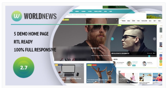 WorldNews - Magazine RTL Responsive WordPress Theme