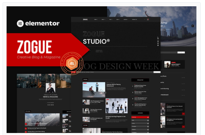 Zogue - Creative Blog & Magazine Elementor Pro Template Kit