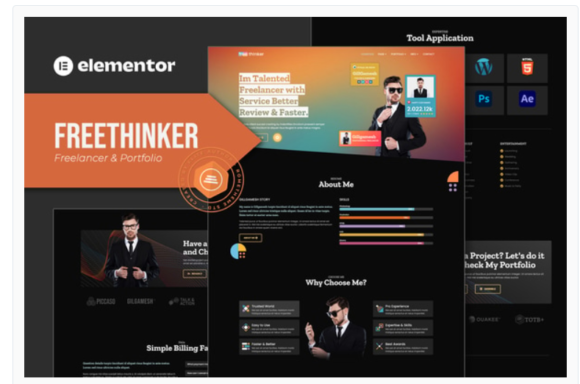 Freethinker - Freelancer & Portfolio Elementor Template Kit