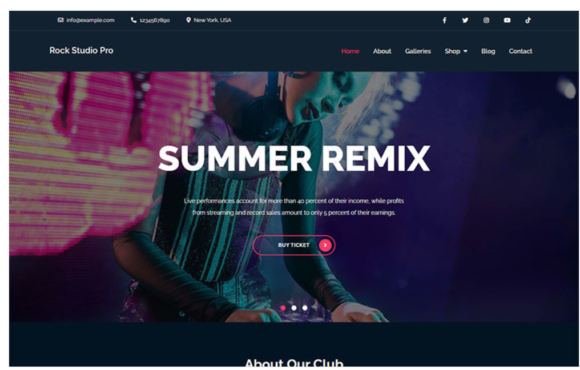 Rock Studio Pro - Unique and Modern Music WordPress Theme