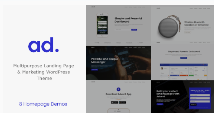 Advent - Landing Page Marketing WordPress Theme